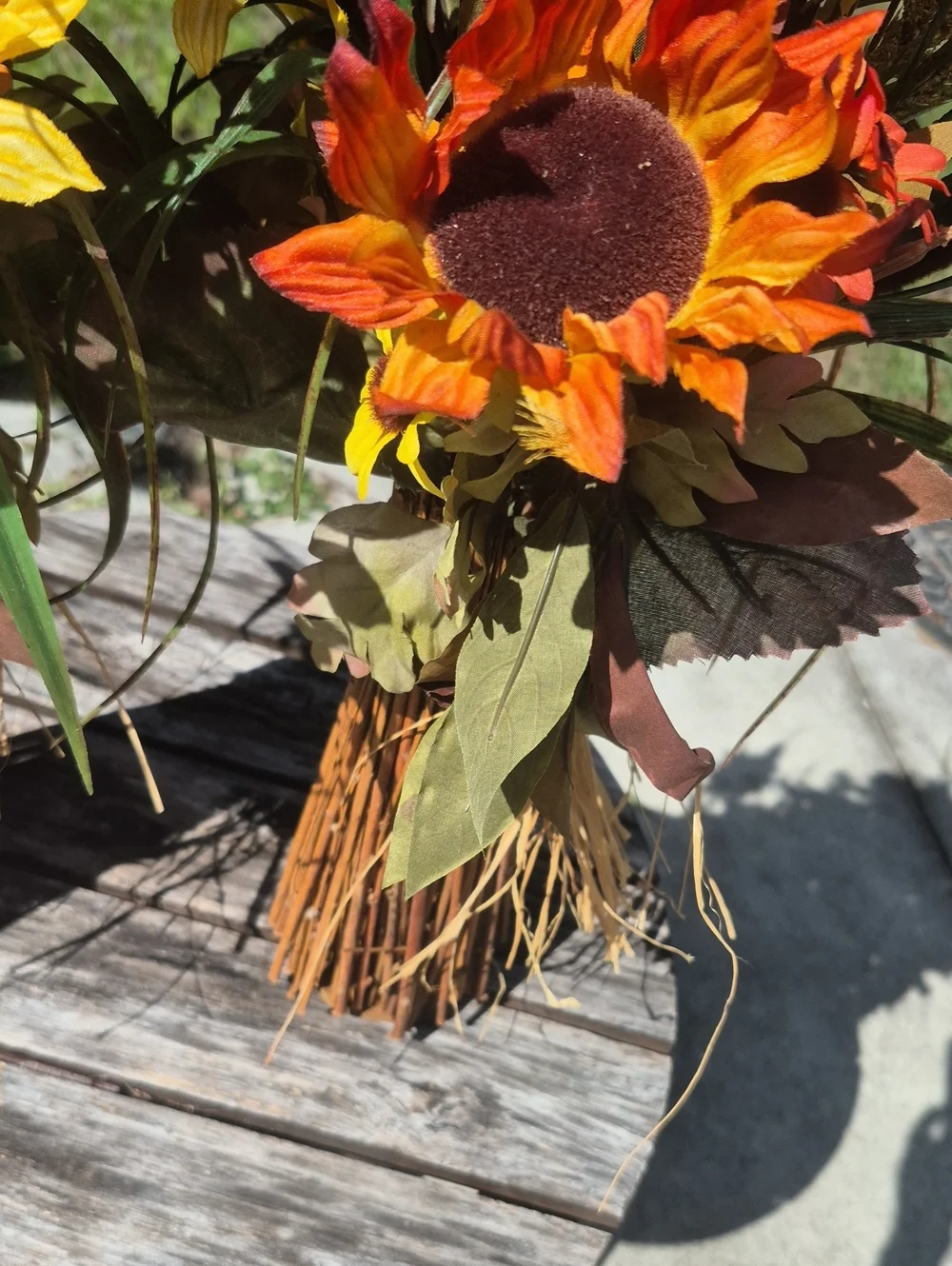 Autumn Fall Faux Sunflower Cat Tails Arrangements 2 Thanksgiving Fall Decor
